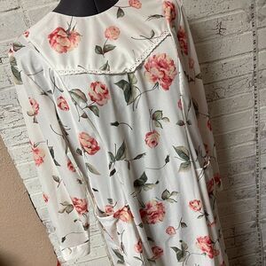 Vintage Buck & Buck Floral Pink White MuuMuu Caftan Medium